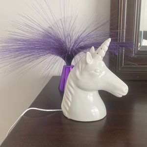 Ceramic unicorn lamp and fiber optic lamp